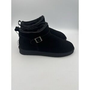PAWZ by Bearpaw Women's 11 Black Suede Shearling Ankle Boots NWT Winter Cozy